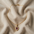 Gold Ruby Flower Pendant Necklace