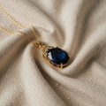 Gold Blue Topaz Pendant Necklace in 14K Gold