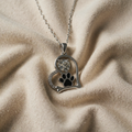 Handmade necklace with dog paw print and bone plus zircon