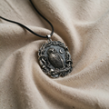 Mysterious Owl in Moon and Mushroom Pendant