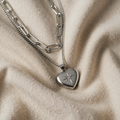 Silver-coloured necklace with double-row chain mix
