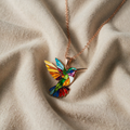 Rainbow Hummingbird Necklace - "Joy Lifts" Pendant