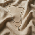 White Gold Necklace with Two-Layer Drop Pendant