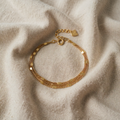 Gold-Tone Bracelet with Double Chain and Discs