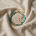Timeless Beautiful Gold Double Necklace with Turquoise Bracelet