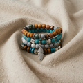 Bohemian Turquoise Bead Bracelet with Charms