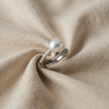 Pearl Bracelet Open Ring with Slim Band and Pearl