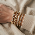 Gold Chunky Cube Zirconia Adjustable Bracelet Set