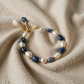 Bracelet with Alternating Blue Stones and Pearl Effect