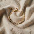 Adjustable Bracelet with Geometric Clear Stones on Silver Chain