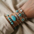Vintage-inspired turquoise flower bracelet set