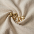 Earrings Gold-Coloured Double Heart Design