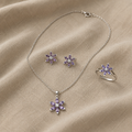 Amethyst Flower Jewellery Set | White Gold