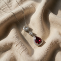 Necklace with Drop-Shaped Ruby Crystal