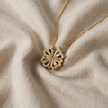 Gold Necklace with heart medallion and zircon stone