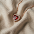 Rose Gold-Plated Necklace with Ruby Heart Pendant