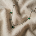 Necklace with Five Green Crystal Pendants