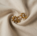Earrings Gold-Coloured with Crystal and Pearl Look