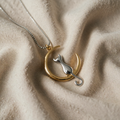 Stylish Cat Collar with Crescent Moon and Cat Design