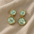 Bohemian Geometric Oval Resin Drop Earrings