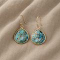 Bohemian Gold-Textured Turquoise Earrings