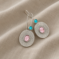 Round Earrings with Zirconia Pendant