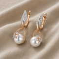 Crystal Leaf Pearl Earrings