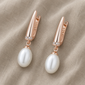 Pearl Drop Earrings in Rose Gold-Tone