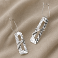 Elongated Rustic Earrings in Silver-Tone