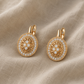 Exquisite Oval Pearl Hoop Earrings
