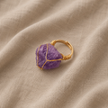 Gold-Tone Ring with Wrapped Amethyst Crystal