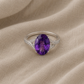 Iconic Silver-Tone Ring with Amethyst and Zirconia