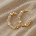 C-Shaped Hoop Earrings with Zirconia