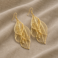 Luxe Earrings with Carved Leaf