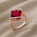 Regal Square Red Zirconia Ring