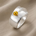 Retro Open Ring with Golden Pearl