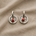 Retro Round Earrings with Imitation Jasper