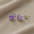 Round-Cut Amethyst Stud Earrings