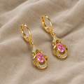 Shiny Oval Earrings in Pink