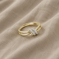 Shimmering Zirconia Ring in Gold-Tone