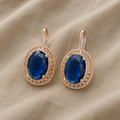 Trendy Oval Blue Zircon Drop Earrings