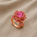 Exquisite Pink Flower Ring