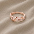 Unique Geometric Pearl Ring in Rose Gold-Tone