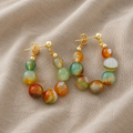 Vintage Earrings with Coloured Agate Beads