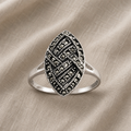 Vintage Silver-Tone Oval Ring