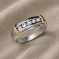 Vintage Two-Tone Crystal Ring