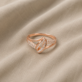 Zircon Rose Gold-Tone Cross Crystal Ring